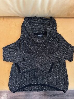 bebe Black Speckled Cowl Neck Sweater